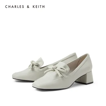 CHARLES ȘI KEITH New Sosire pentru Primavara 2021 CK1-60900145Women pantofi stil dulce tocuri groase decorate cu funde