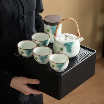 Călătorie de uz Casnic Ceai Filtru de Buclă-manipulate Ceainic Set Ceai cu Tava de Ceramica pictate manual Ceașcă de ceai Ceainic de uz Casnic Kung Fu Teaset Set Cadou