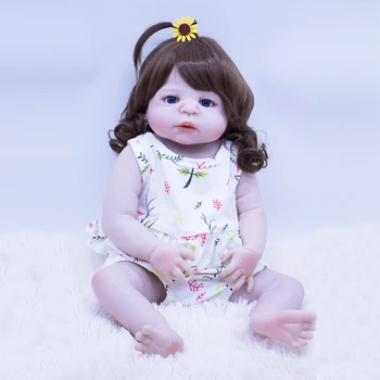 Noi Bebe Renăscut Fata Papusa real Silicon Vinil renăscut baby dolls 55cm Micro parul cret Printesa Jucărie Copil palid casa Papusa Pentru copii