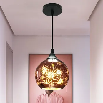 Nordic moderne agățat loft 7 sticlă de culoare luciu pandantiv lampă industrială decor lumini corpuri de iluminat e27/e26 pentru bucatarie restaurant e2