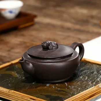 Noroi negru Urcarea Înmuiere Oală Zisha Ceainic Yixing Manual de Kung-fu Teaware Lut Violet Drinkware Pentru Puer Ceai Verde Chinezesc