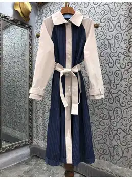 Noua Moda coreeană Mult Trench 2021 Toamna Iarna Hanorac Casual pentru Femei Guler de Turn-down, cu Dungi de Imprimare Paltoane Sacouri