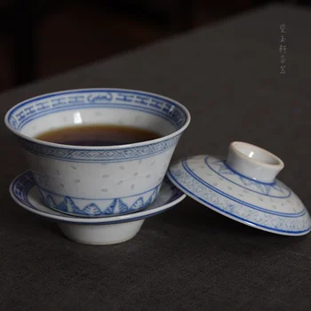 Stil Vintage Chineză Jingdezhen Porțelan Kung Fu Set de Ceai de 80 de Albastru și Alb Gaiwan Singur Ceremonia Ceaiului Castron Underglaze Culoare