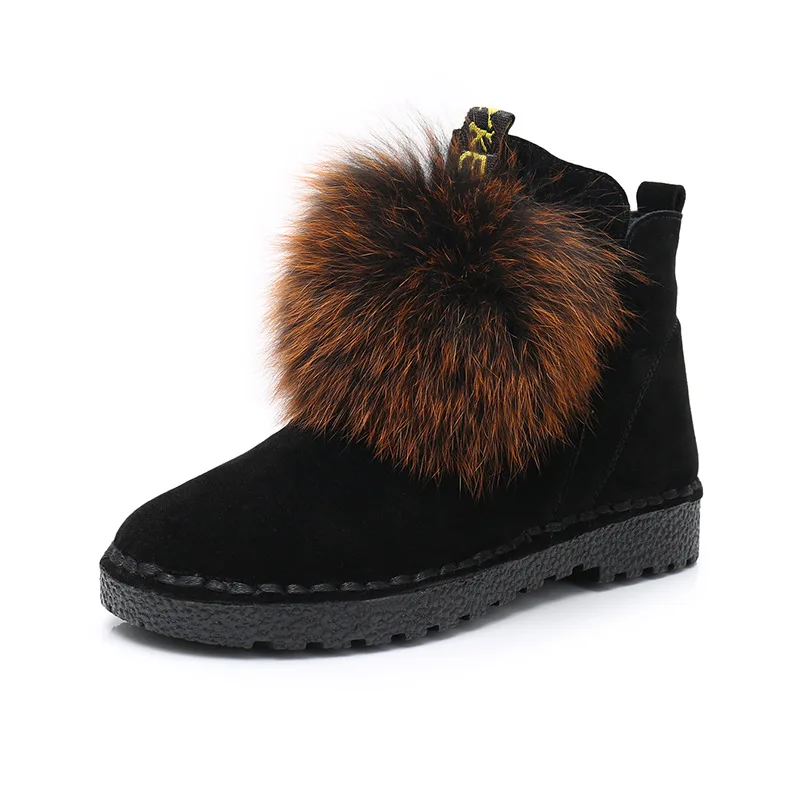 dolar american Analist Persoana responsabilă cu jocul sportiv  2021 high end mat piele de vacă adevărată blană de vulpe pentru femei cizme  de zăpadă cald cizme plate de mari dimensiuni moale moda de iarnă pantofi  pentru femei pantofi cizme /