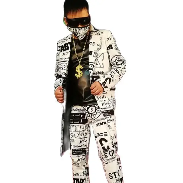crumpled Exquisite Stubborn 2021 noul croitor-a făcut costume, seturi pentru bărbați graffiti casual  hip hop lungi sacouri sacou om de partid scena cantareata dj costum /  Costume Și Sacouri \ Lotus-imobiliare.ro