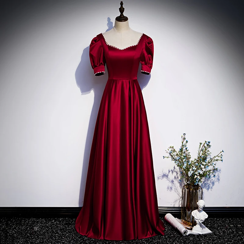 mâneci scurte rochie de seara o-linie simplu încreți etaj-lungime elegant nou partid formale femeie b977 / Nunti & Evenimente \ Lotus-imobiliare.ro